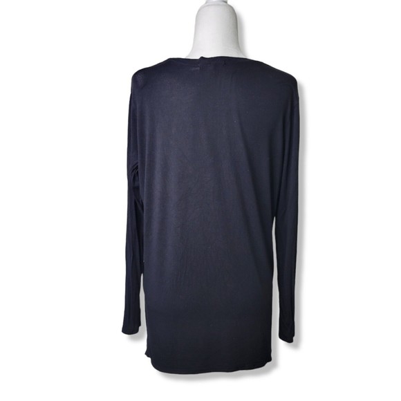 Joah Brown Black Long Sleeve Soft Stretchy Jersey Knit High Low Tee Size M/L - Picture 9 of 9